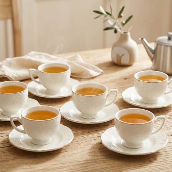 Tea Cup and Saucer Set - 6 Pcs